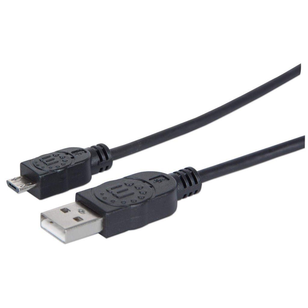 Manhattan USB-A to Micro-USB Cable. 1.8m. Male to Male. Black. 480 Mbp - Image 1