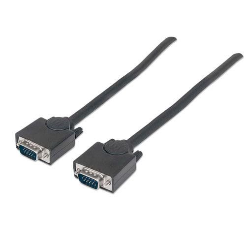 Manhattan VGA Monitor Cable. 1.8m. Black. Male to Male. HD15. Cable of - Image 1