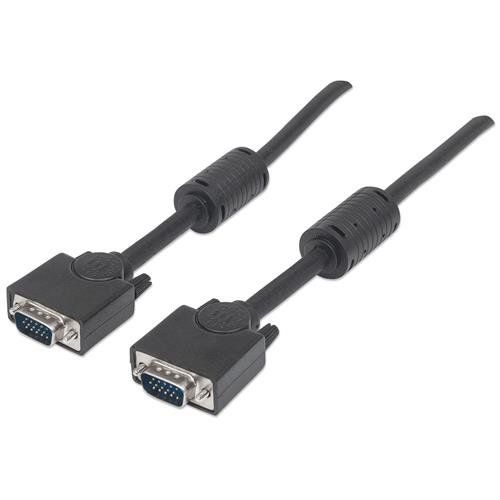 Manhattan VGA Monitor Cable (with Ferrite Cores). 3m. Black. Male to M - Image 1