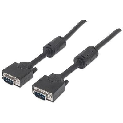Manhattan VGA Monitor Cable (with Ferrite Cores). 3m. Black. Male to M