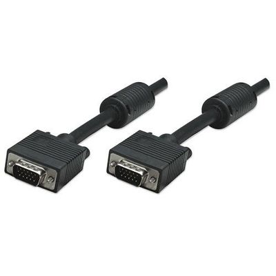 Manhattan VGA Monitor Cable (with Ferrite Cores). 1.8m. Black. Male to