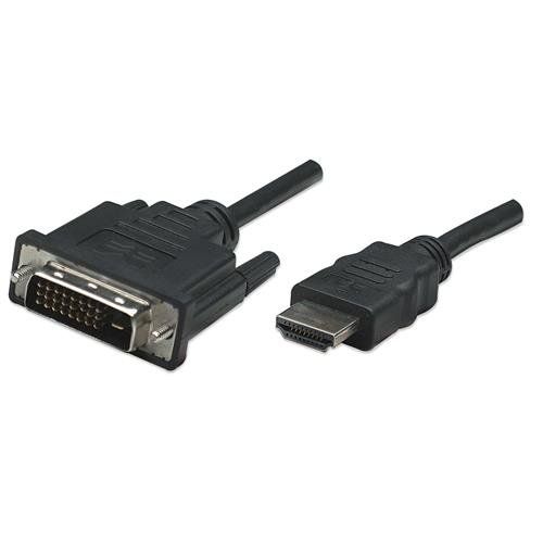 Manhattan HDMI to DVI-D 24+1 Cable. 1m. Male to Male. Black. Dual Link - Image 1