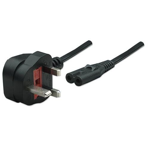 Manhattan Power Cord/Cable. UK 3-pin plug to C7 Female (figure of eigh - Image 1