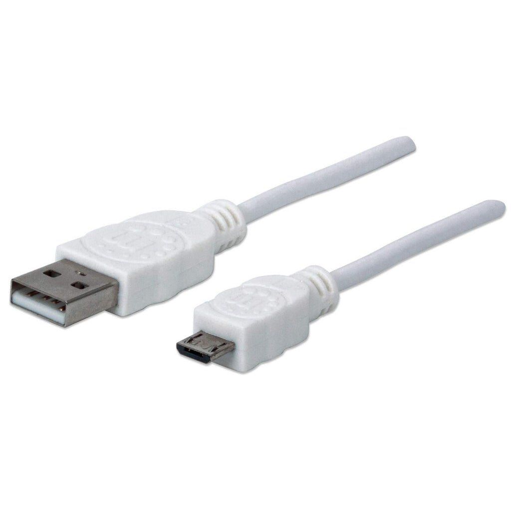Manhattan USB-A to Micro-USB Cable. 1m. Male to Male. White. 480 Mbps - Image 1