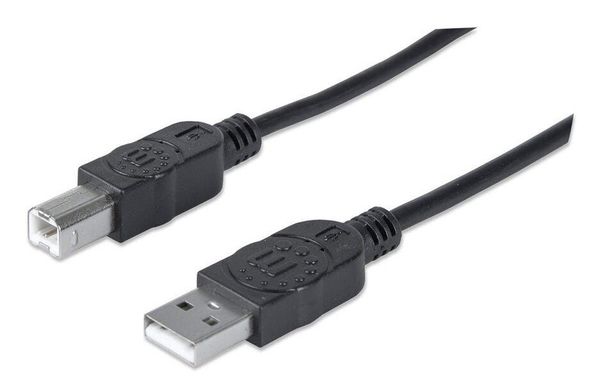 Manhattan USB-A to USB-B Cable. 1.8m. Male to Male. Black. 480 Mbps (U