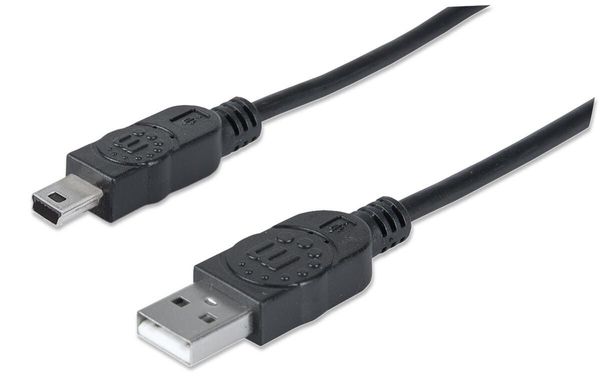 Manhattan USB-A to Mini-USB Cable. 1.8m. Male to Male. Black. 480 Mbps