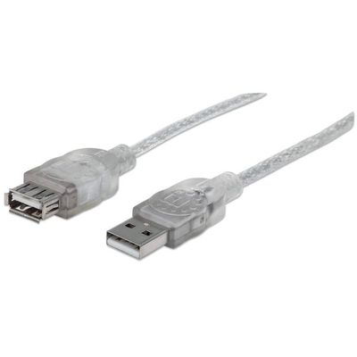 Manhattan USB-A to USB-A Extension Cable. 3m. Male to Female. Transluc