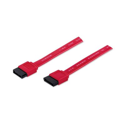 Manhattan SATA Data Cable. 7-Pin. 50cm. Male to Male. 6 Gbps. Red. Lif