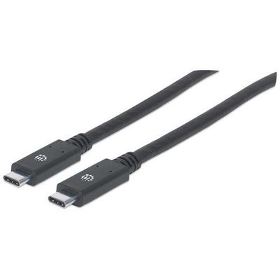 Manhattan USB-C to USB-C Cable. 2m. Male to Male. Black. 5 Gbps (USB 3