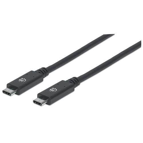 Manhattan USB-C to USB-C Cable. 1m. Male to Male. Black. 10 Gbps (USB - Image 1
