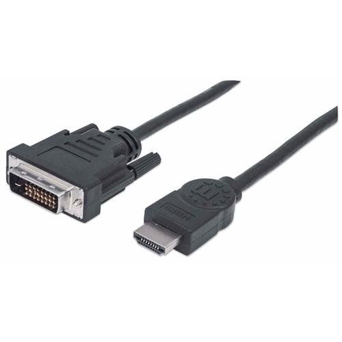 Manhattan HDMI to DVI-D 24+1 Cable. 2m. Male to Male. Black. Dual Link - Image 1