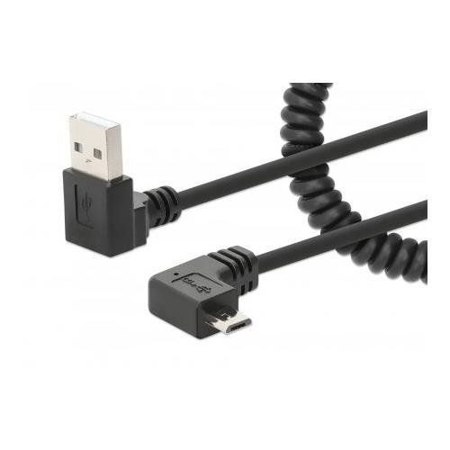 Manhattan USB-A to Micro-USB Cable. 1m. Male to Male. Black. 480 Mbps - Image 1