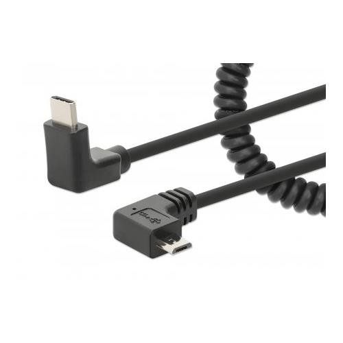 Manhattan USB-C to Micro-USB Cable. 1m. Male to Male. Black. 480 Mbps - Image 1