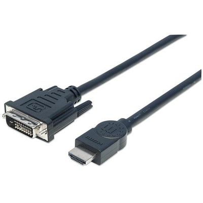 Manhattan HDMI to DVI-D 24+1 Cable. 3m. Male to Male. Black. Dual Link
