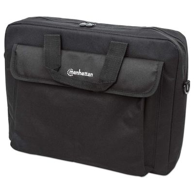 Manhattan London Laptop Bag 15.6" Top Loader Black LOW COST Accessories Pocket Shoulder Strap (removable) Cheaper alternative to Targus TAR300 Notebook Case Three Year Warranty