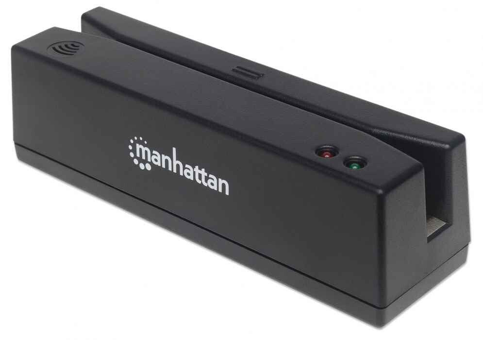 Manhattan USB-A Magnetic Strip Card Reader Triple Track Reader Keyboard Wedge Decoder Cable 1.5m Black Three Year Warranty - Image 1