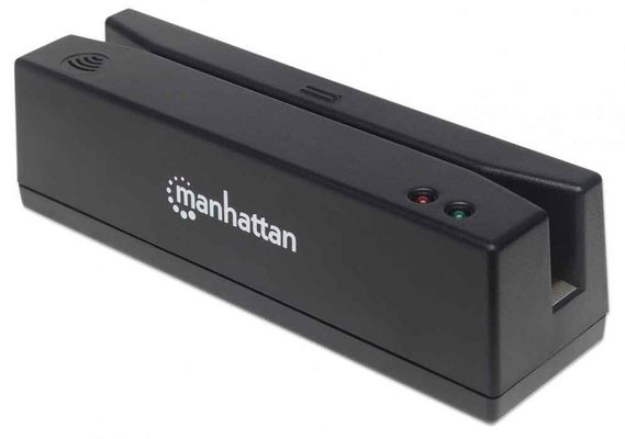Manhattan USB-A Magnetic Strip Card Reader Triple Track Reader Keyboard Wedge Decoder Cable 1.5m Black Three Year Warranty