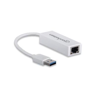 Manhattan USB-A Gigabit Network Adapter. White. 10/100/1000 Mbps Netwo
