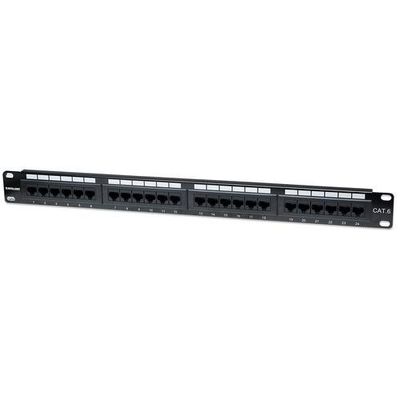 Intellinet Patch Panel. Cat6. UTP. 24-Port. 1U. Black