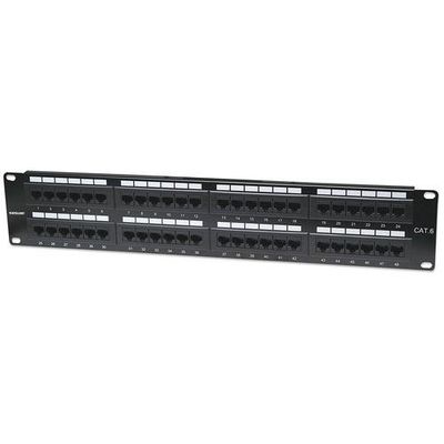 Intellinet Patch Panel. Cat6. UTP. 48-Port. 2U. Black