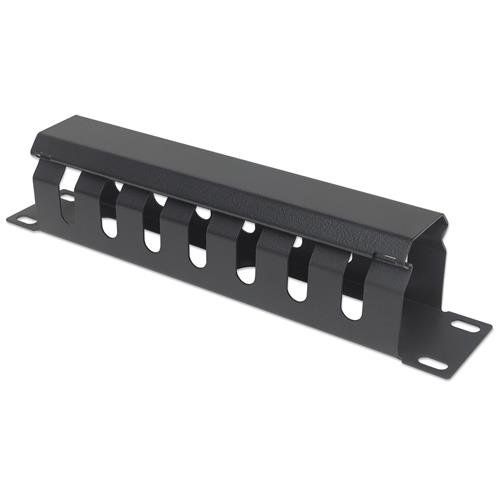 Intellinet 10" Cable Management Panel. 1U. Covered. Black - Image 1