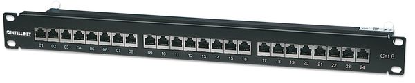 Intellinet Patch Panel. Cat6. FTP. 24-Port. 1U. Shielded. 90° Top-Entr