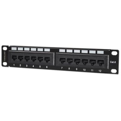 Intellinet Patch Panel. Cat6. 10". UTP. 1U. 12-Port. Black