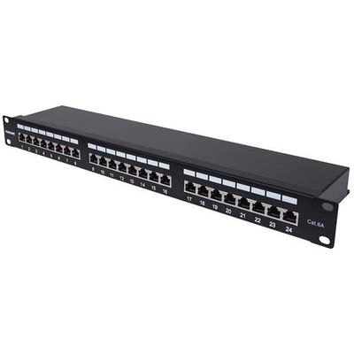 Intellinet Patch Panel. Cat6a. FTP. 24-Port. 1U. Shielded. 90° Top-Ent