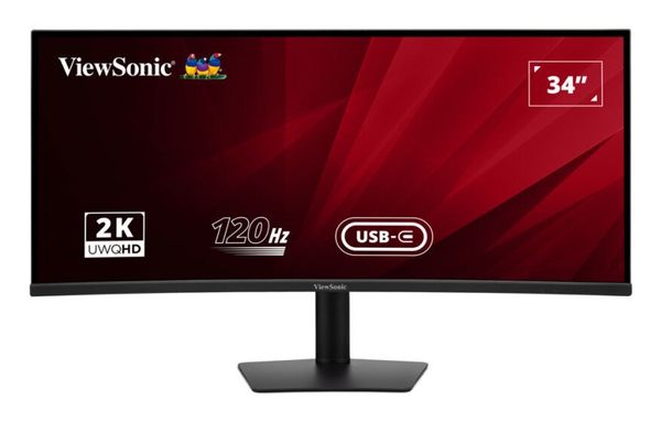 ViewSonic VA3420C - LED monitor - curved - 34" (34.1" viewable) - 3440 x 1440 UWQHD @ 120 Hz - IPS - 300 cd/m? - 2000:1 - HDR10 - 1 ms - 2xHDMI DisplayPort USB-C - speakers