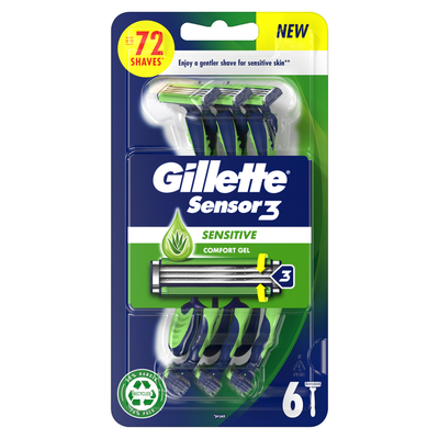 Gillette Sensor3 Sensitive, Disposable Razors