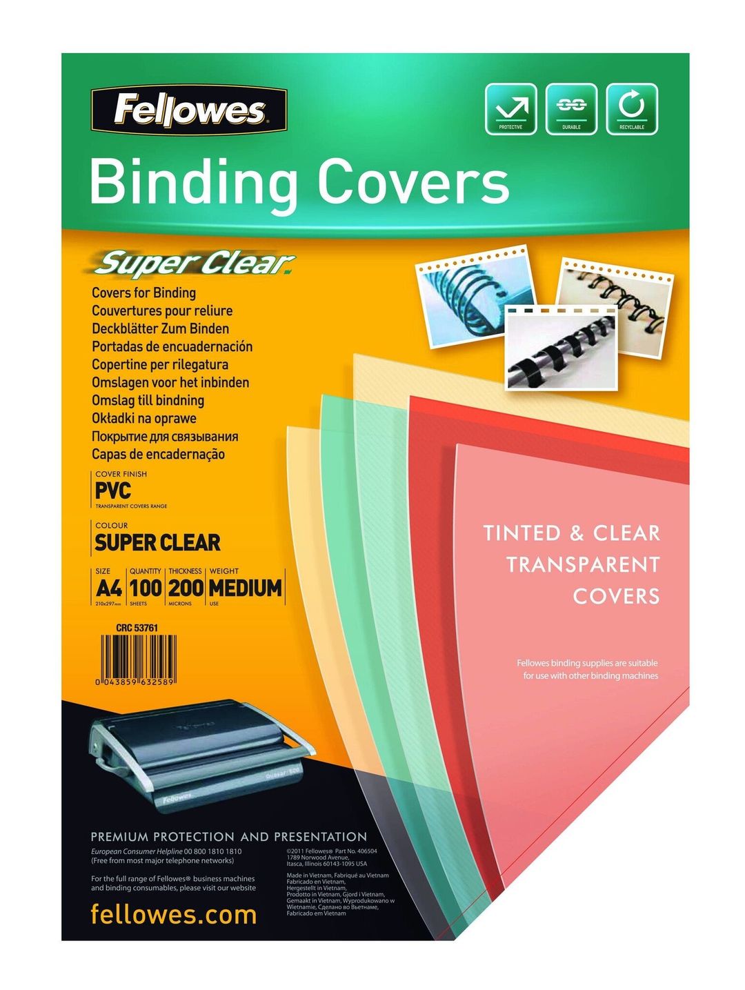 Fellowes 5376001 binding cover A4 PVC Transparent 100 pc(s) - Image 1