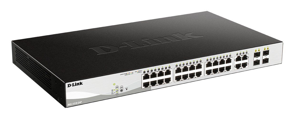 D-Link 24-Port Gigabit PoE Smart Managed Switch with 4 x Combo 1000BaseT/Mini-GBIC SFP ports - Image 1