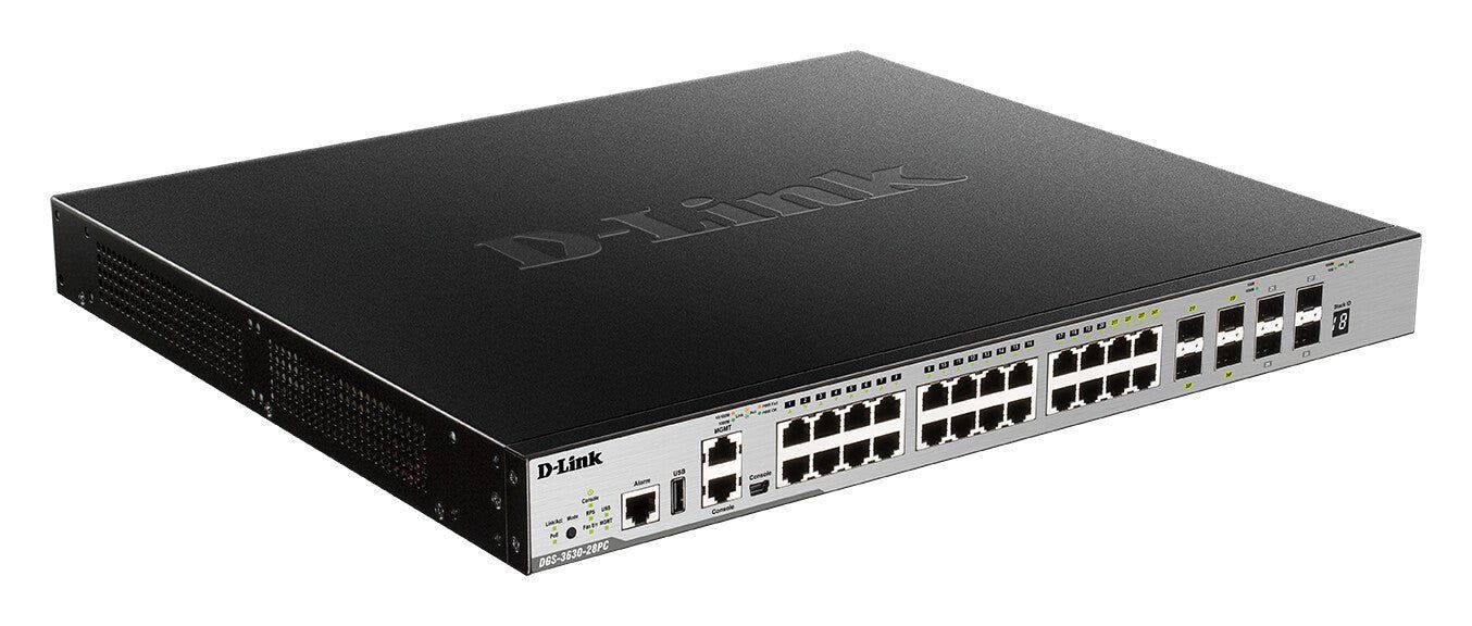 D-Link 24 Port PoE L3 Stackable Managed Gigabit Switch including 4 x 1 - Image 1