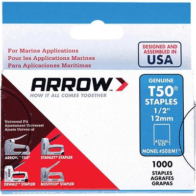 ARROW T50M 508M Monel Staples 12mm (1/2In) Box 1000 - Grey