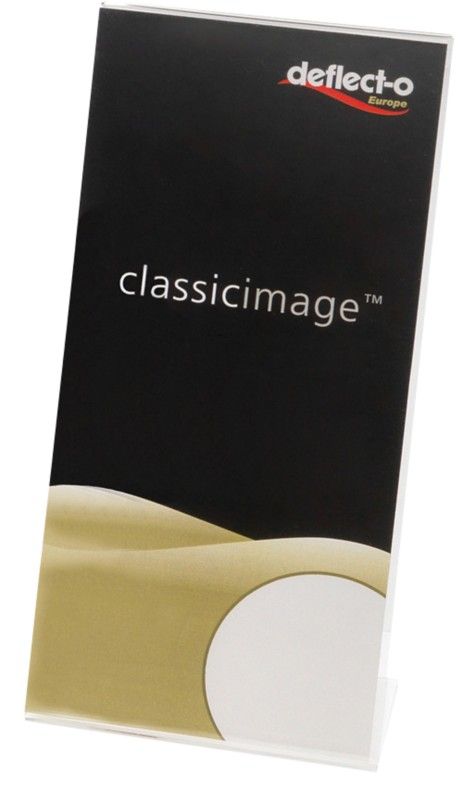 Deflecto 1/3 A4 Portrait Slanted Literature Display Sign Holder Crysta - Image 1