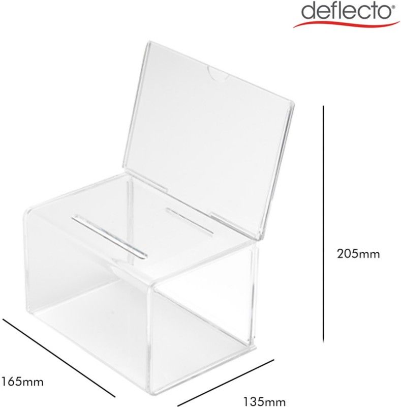 Deflecto Suggestion/Coin Box (89mm x 6.4mm Drop Slot) With 152 x 102mm - Image 1