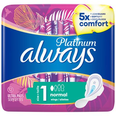 Pack of 12 Always Platinum Normal Pads - Purple