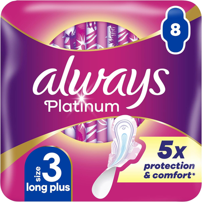 Pack of 8 Always Platinum Night Pads - Purple
