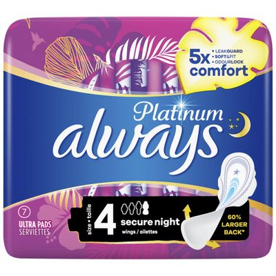 Pack of 7 Always Platinum Secure Night Pads - Purple - Thumbnail 2