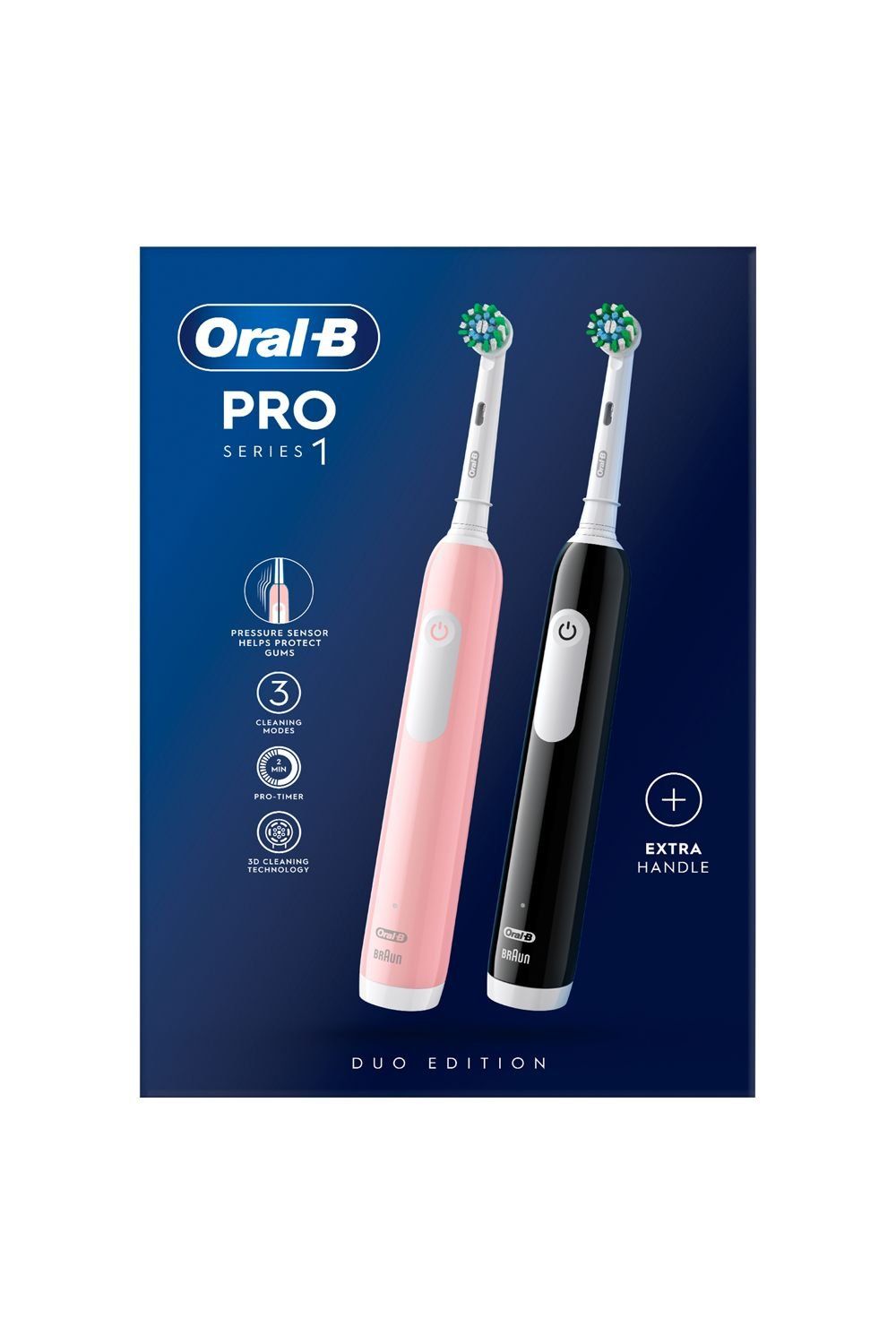 Oral B Women's Pro Series 1 Black & Pink Duo Toothbrushes - Image 1