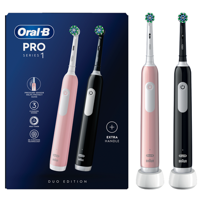 Oral B Women's Pro Series 1 Black & Pink Duo Toothbrushes - Thumbnail 2