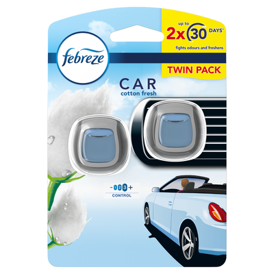 Febreze Car Clip Air Freshener, Cotton Fresh, 2 per Pack