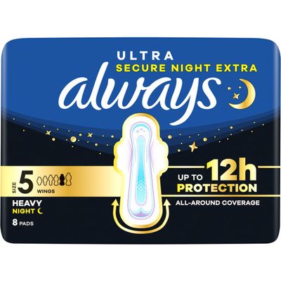 Pack of 8 Always Ultra Secure Night Pads - Thumbnail 2