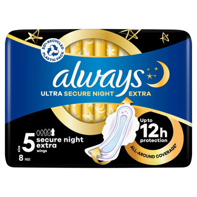 Pack of 8 Always Ultra Secure Night Pads