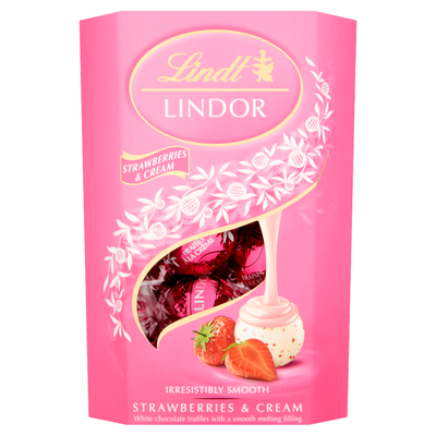Lindt Lindor Strawberry and Cream Cornet 200g LINDSTRAW