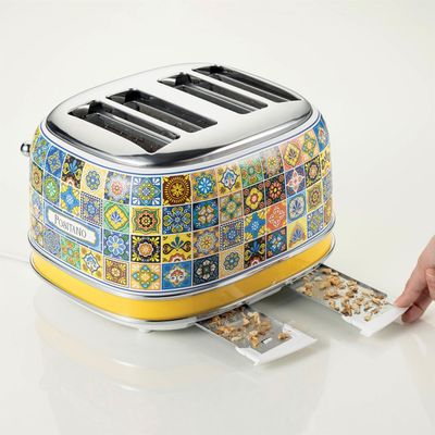 ARIETE Positano 0156/0P 4-Slice Toaster - Yellow & Blue, Blue,Silver/Grey,Yellow