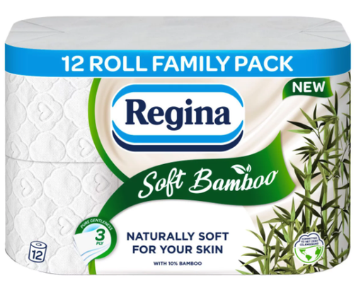 Regina Soft Bamboo Toilet Tissue, 3-Ply, 12 Rolls