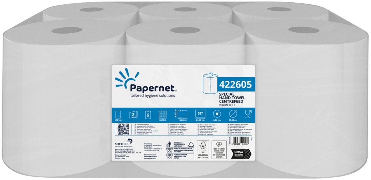 Papernet 150m white centrefeed Hand Towels, 16.5 high, 17gsm - Image 1