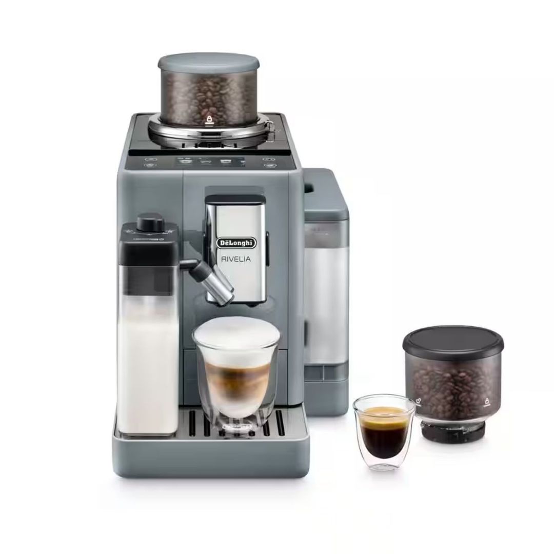 DeLonghi EXAM440.55.G Rivelia Pebble Grey Automatic Compact Bean-to-Cup Coffee Machine with Milk Frother - Image 1