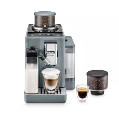 DeLonghi EXAM440.55.G Rivelia Pebble Grey Automatic Compact Bean-to-Cup Coffee Machine with Milk Frother